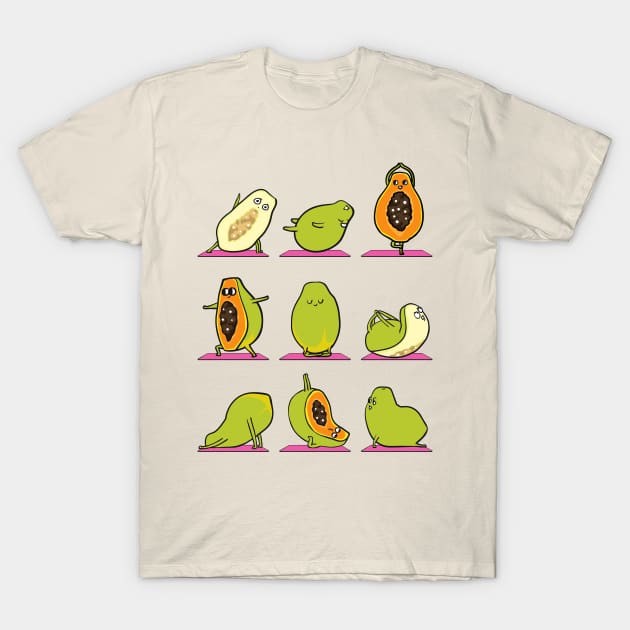 Papaya Yoga T-Shirt by huebucket